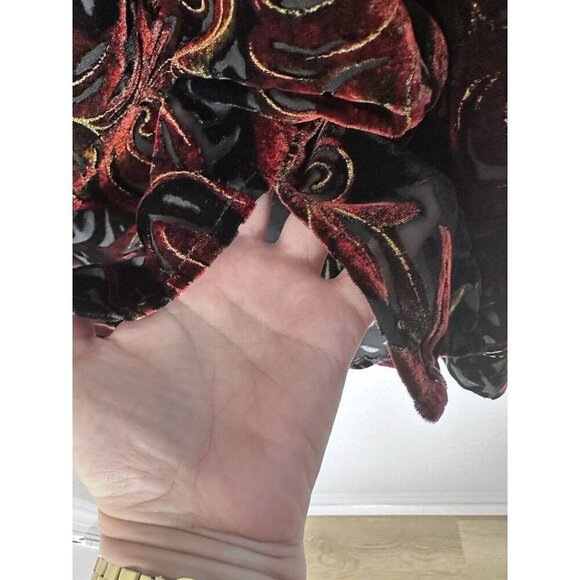 White Stag Womens Button Down Large Black Floral Burnout Velvet Whimsygoth Fairy - Picture 7 of 11